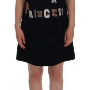 Black I AM A PRINCESS Crystal Shift Dress - Jag Couture London