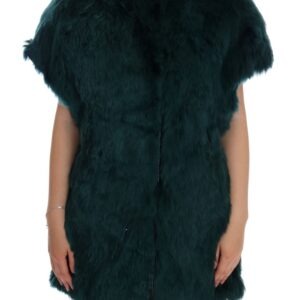 Green Alpaca Fur Vest Sleeveless Jacket - Jag Couture London