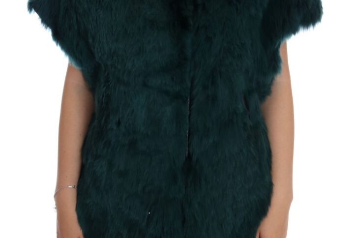Green Alpaca Fur Vest Sleeveless Jacket - Jag Couture London