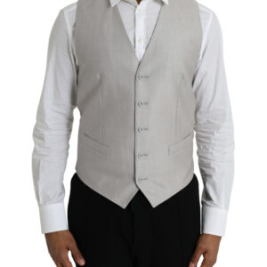 Light Gray Wool Formal Dress Waistcoat Vest - Jag Couture London