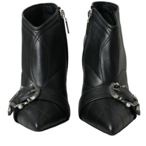 Black Devotion Quilted Buckled Boots Shoes - Jag Couture London