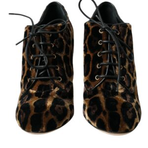Brown Leopard Hair Lace Up Booties Shoes - Jag Couture London