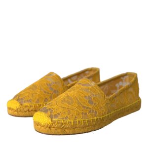 Yellow Taormina Lace Espadrille Loafers Flats Shoes - Jag Couture London