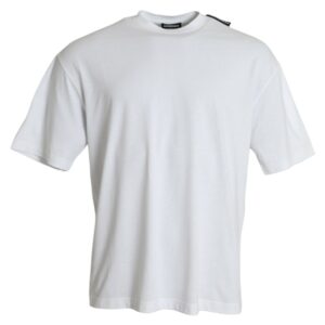 Off White Cotton Jersey Round Neck T-shirt - Jag Couture London