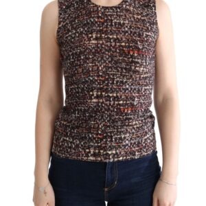 Multicolor Print Knit Top Wool T-shirt - Jag Couture London