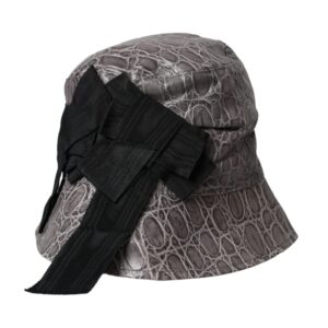 Black Gray Patterned Leather Bucket Hat - Jag Couture London