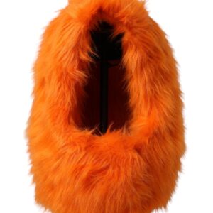 Orange Faux Fur Whole Head Wrap Hat - Jag Couture London