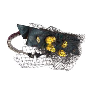 Black Lemons Sicily Purple Crystal Net Headband Diadem - Jag Couture London