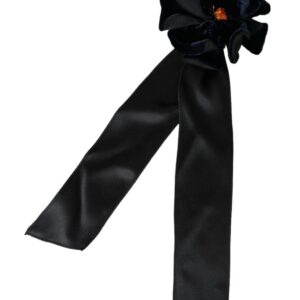 Black Silk Gold Brass Floral Hair Pin Brooch - Jag Couture London