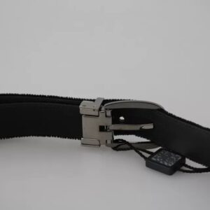 Black Velvet Silver Tone Metal Buckle Men Belt - Jag Couture London