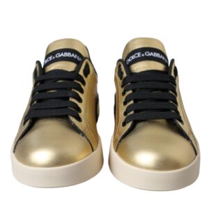 Gold Portofino Calf Leather Sneakers Women Shoes - Jag Couture London