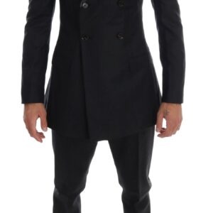 Gray Wool Double Breasted 3 Piece Suit - Jag Couture London