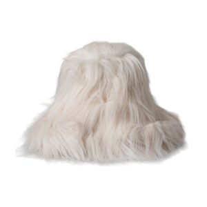 Off White Acrylic Fur Womens Bucket Hat - Jag Couture London