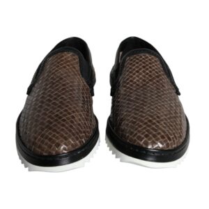 Brown Black Leather Weaved Men Loafers Shoes - Jag Couture London