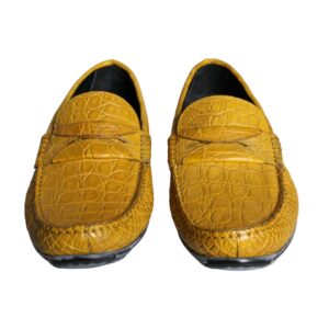 Yellow Leather Slip Mocassin Loafers Shoes - Jag Couture London