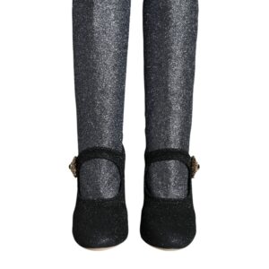 Black Crystal Mary Janes Booties Shoes - Jag Couture London