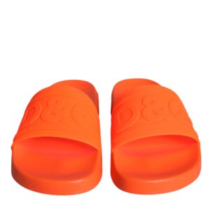 Orange Rubber Slides Sandals Beachwear Shoes - Jag Couture London
