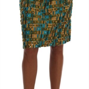 Multicolor Jacquard Straight Pencil Skirt - Jag Couture London