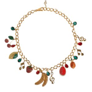 Gold Tone Brass Fruity Crystal Embellished Waist Chain Belt - Jag Couture London
