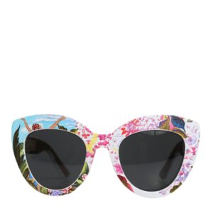 Multicolor Wood Crystal Brass Frame Floral Hand Paint Sunglasses - Jag Couture London