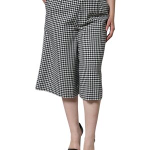 Black White Houndstooth Cropped Wide Leg Pants - Jag Couture London