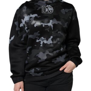Black Camouflage Round Neck Sweatshirt Sweater - Jag Couture London
