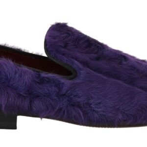 Purple Sheep Fur Leather Loafers - Jag Couture London