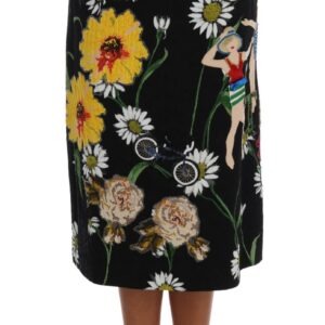 Black Embellished Daisy Brocade Skirt - Jag Couture London