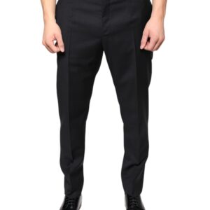 Black Wool Skinny Men Dress Pants - Jag Couture London
