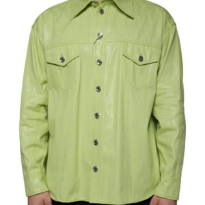 Green Cotton Collared Men Button Down Shirt - Jag Couture London