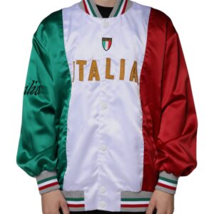 Multicolor Italia Button Down Bomber Jacket - Jag Couture London