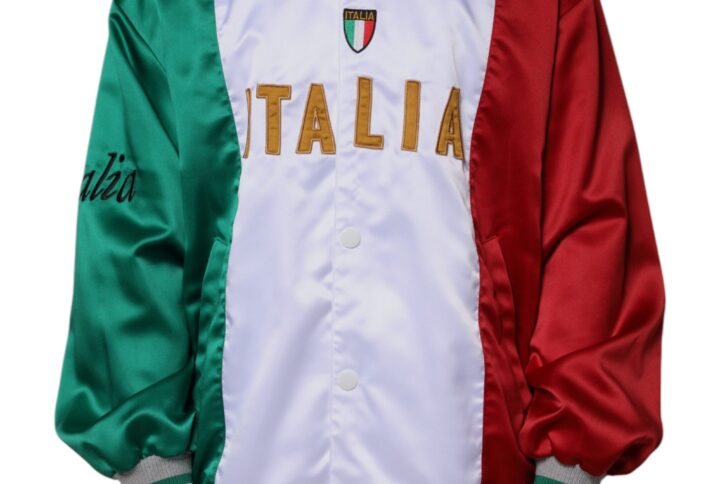 Multicolor Italia Button Down Bomber Jacket - Jag Couture London