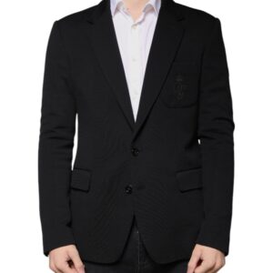 Black Wool Single Breasted Formal Blazer - Jag Couture London