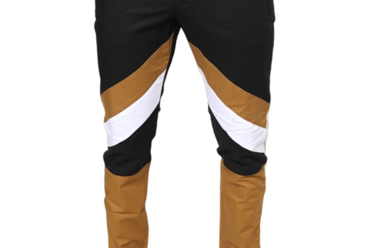 Multicolor Stripe Skinny Cotton Pants - Jag Couture London