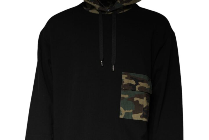 Black Camouflage Hooded Sweatshirt Sweater - Jag Couture London