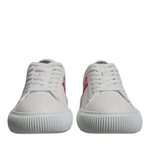 White Pink Greca Print Platform Low Top Sneakers Shoes - Jag Couture London