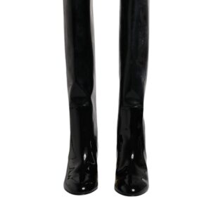 Black Patent Leather Vally High Boots Shoes - Jag Couture London