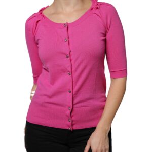 Pink Wool Button Down Cardigan Sweater - Jag Couture London