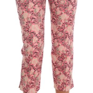 Pink Floral Brocade Capri Pants - Jag Couture London