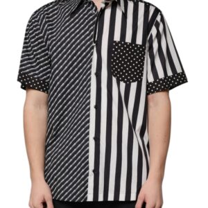 Black White Striped Button Down Casual Shirt - Jag Couture London