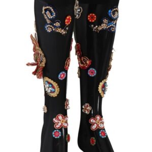 Black Stretch Carretto Crystal Socks - Jag Couture London