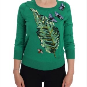 Green Silk Crystal Banana Sweater - Jag Couture London