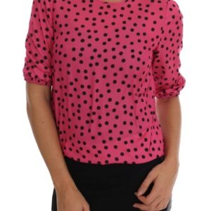 Pink Polka Dotted Silk Blouse - Jag Couture London