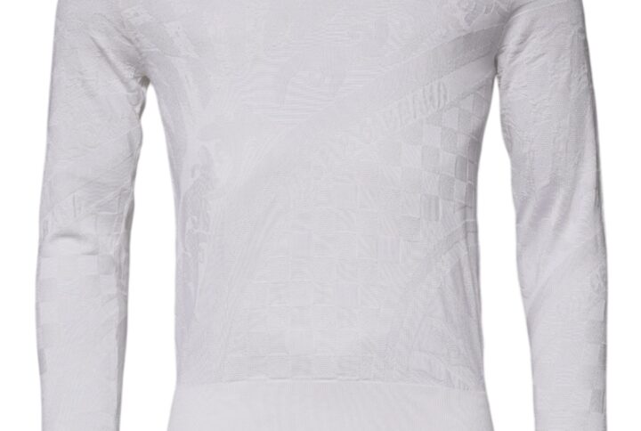 White Silk Crew Neck Men Pullover Sweater - Jag Couture London