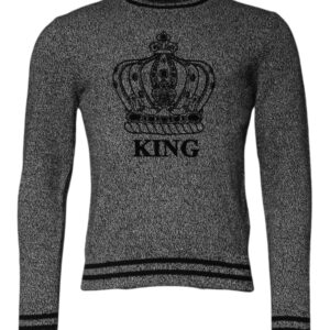 Gray Crown King Cashmere Pullover Sweater - Jag Couture London