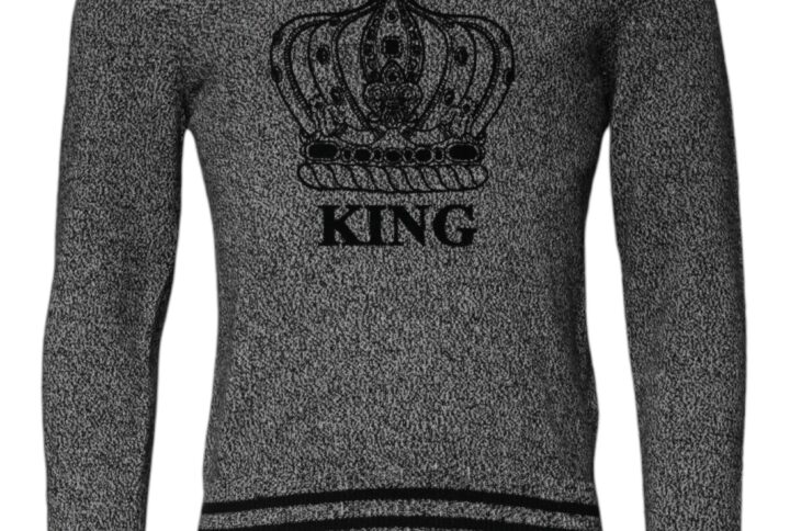 Gray Crown King Cashmere Pullover Sweater - Jag Couture London
