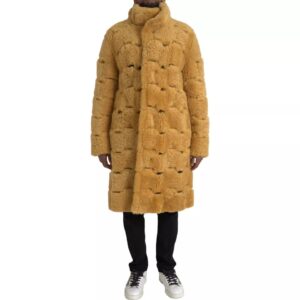Yellow Wool Long Teddy Coat Jacket - Jag Couture London