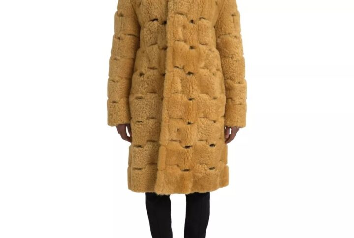 Yellow Wool Long Teddy Coat Jacket - Jag Couture London