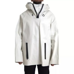 White Leather Men Waterproof Jacket Blouson - Jag Couture London