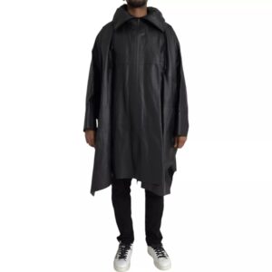 Black Leather Hooded Men Trenchcoat Jacket - Jag Couture London